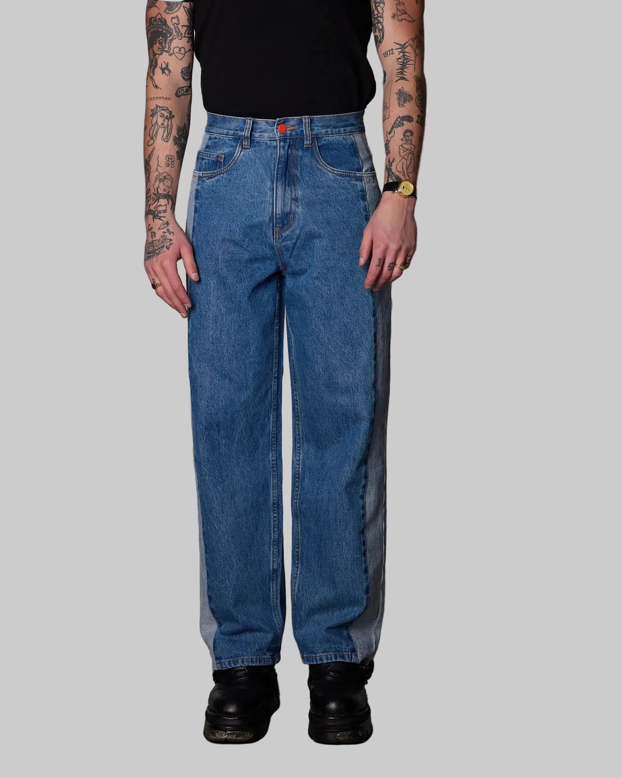 Super Loose Jeans – Blue with Side Panel | BeWider