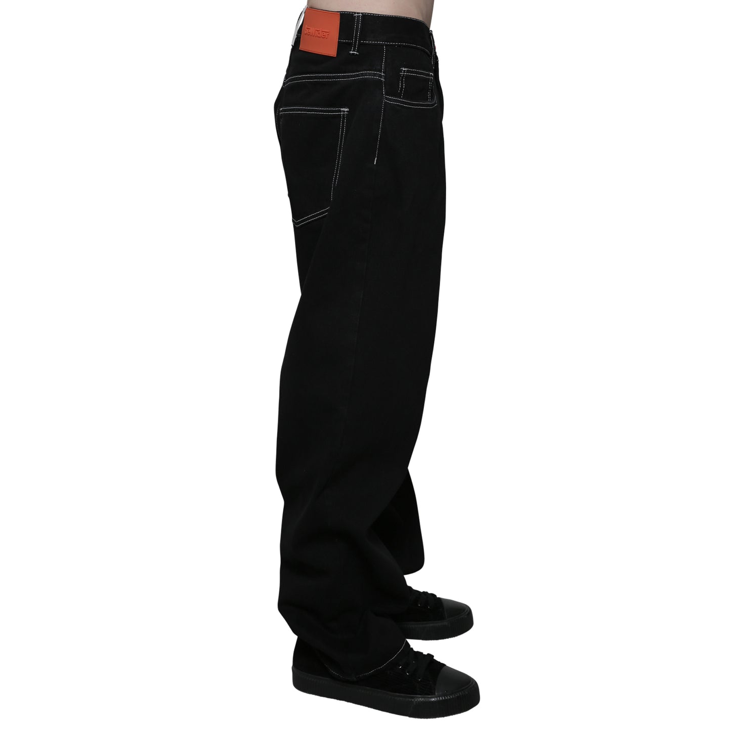Super loose, Black with white stitches