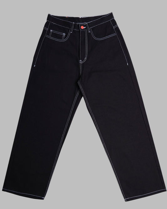 SUPER LOOSE, BLACK WITH WHITE STITCHES