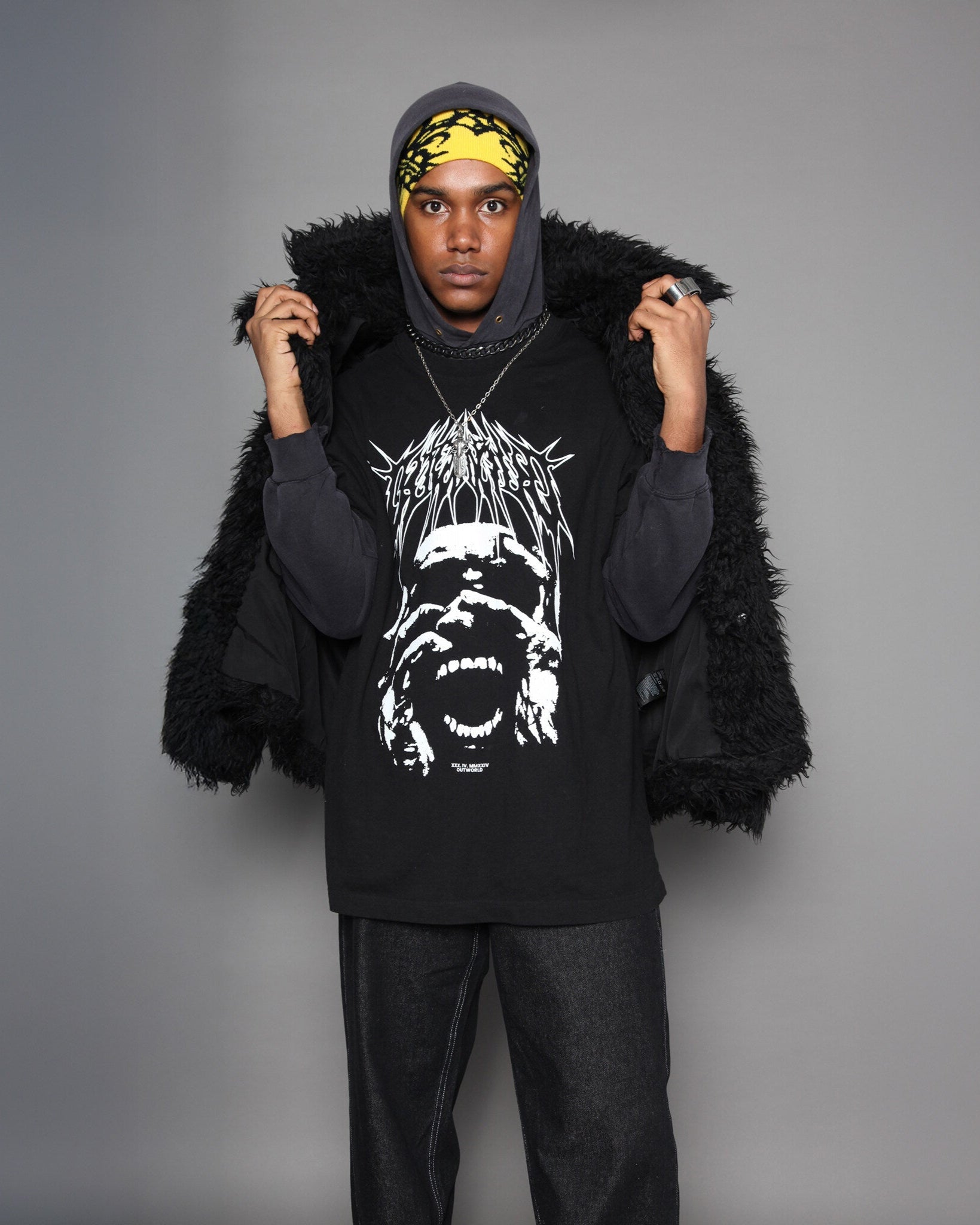 SUPER LOOSE - BLACK WASHED DENIM/WHITE STICHING