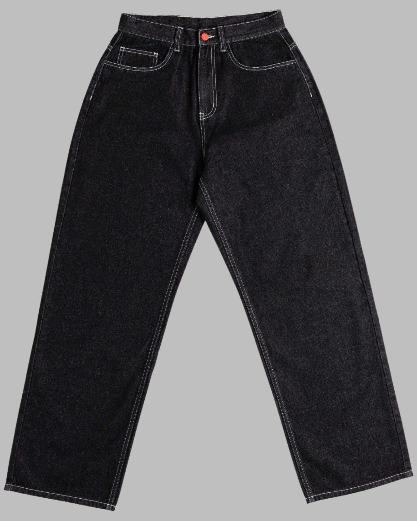 SUPER LOOSE - BLACK WASHED DENIM/WHITE STICHING